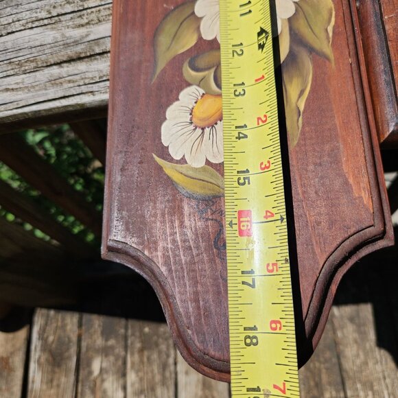 Vintage Hand Painted Floral & Candle Wood Wall Decor Set Farmhouse, Country, Rus - Picture 2 of 11